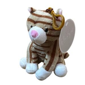 NWT B Boutique Striped Tabby Cat Plush Backpack Clip Mini Stuffed Animal